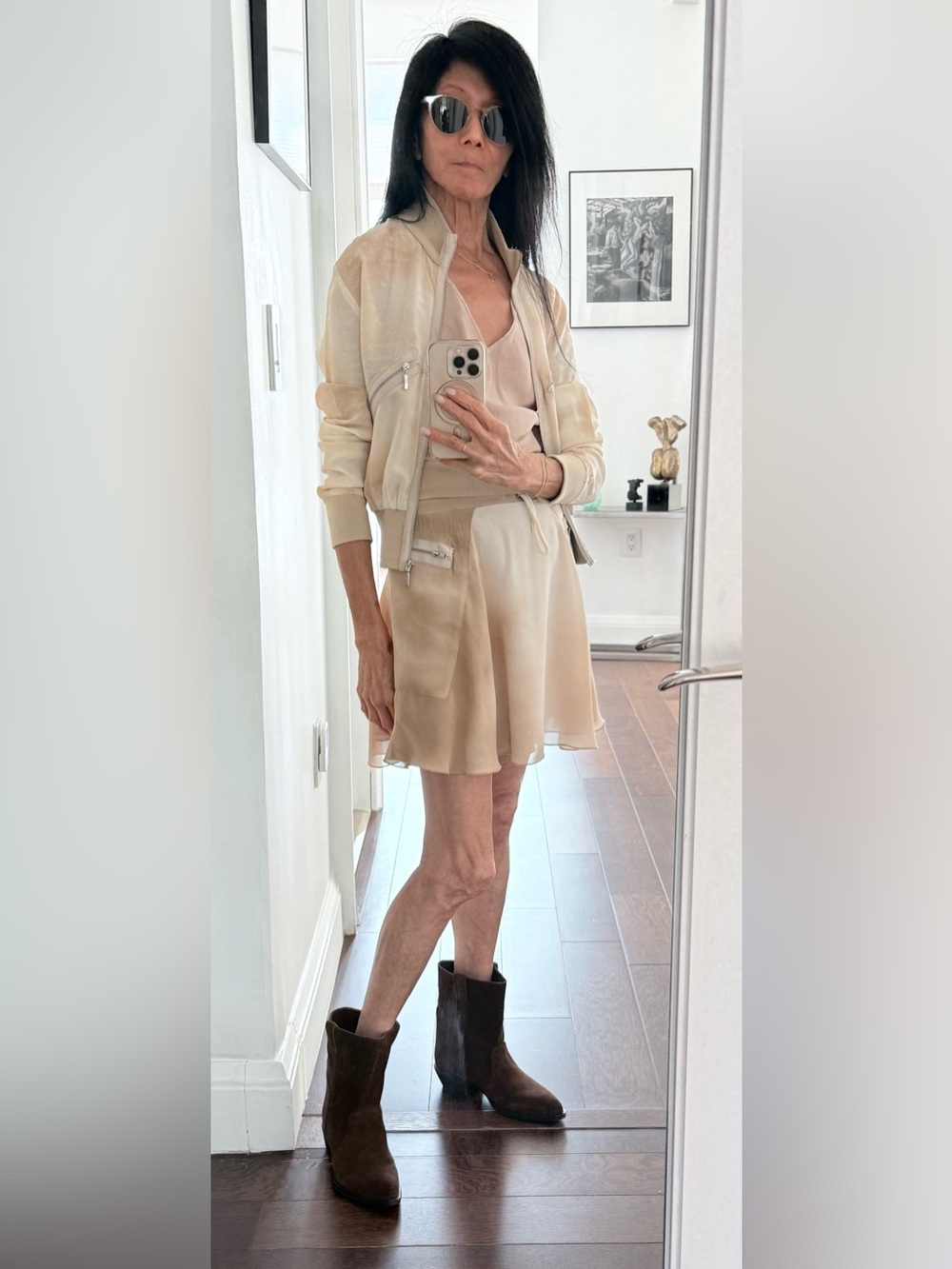 Womens Cream utility semi-circle skirt
